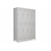 eight compartment gym locker grey, hanging rod-72x47x16