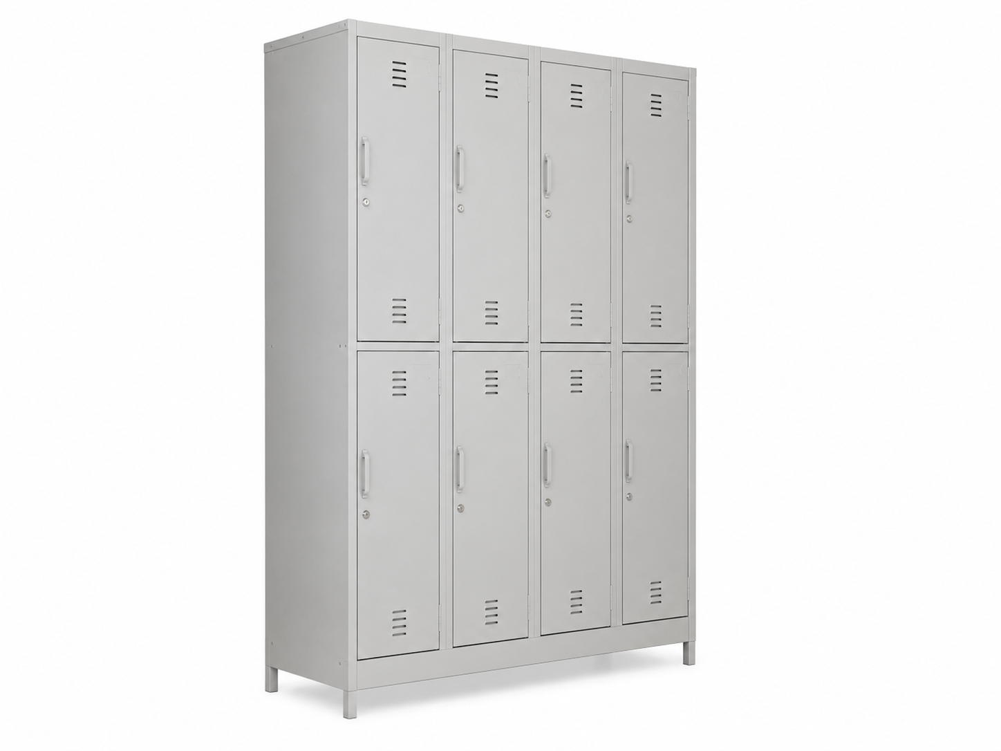 eight compartment gym locker grey, hanging rod-72x47x16
