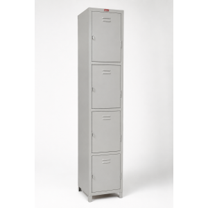 four compartment gym locker, grey