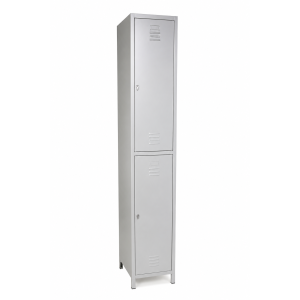 two compartment gym locker-grey with hanging rod