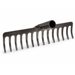 heavy rake, curved with 12, 14, or 16 teeth