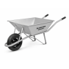 wheel barrow, heavy duty bucket, metal handles and solid rubber tyre