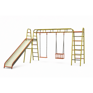combination slide and swing with climbing frame
