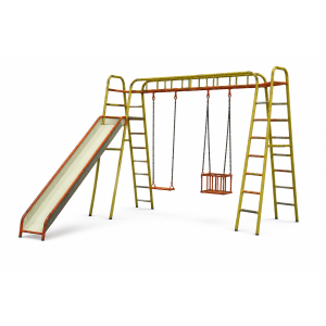 combination slide and swing with climbing frame