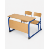 school double wooden desk - metal frame