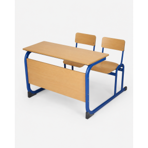 school double wooden desk - metal frame
