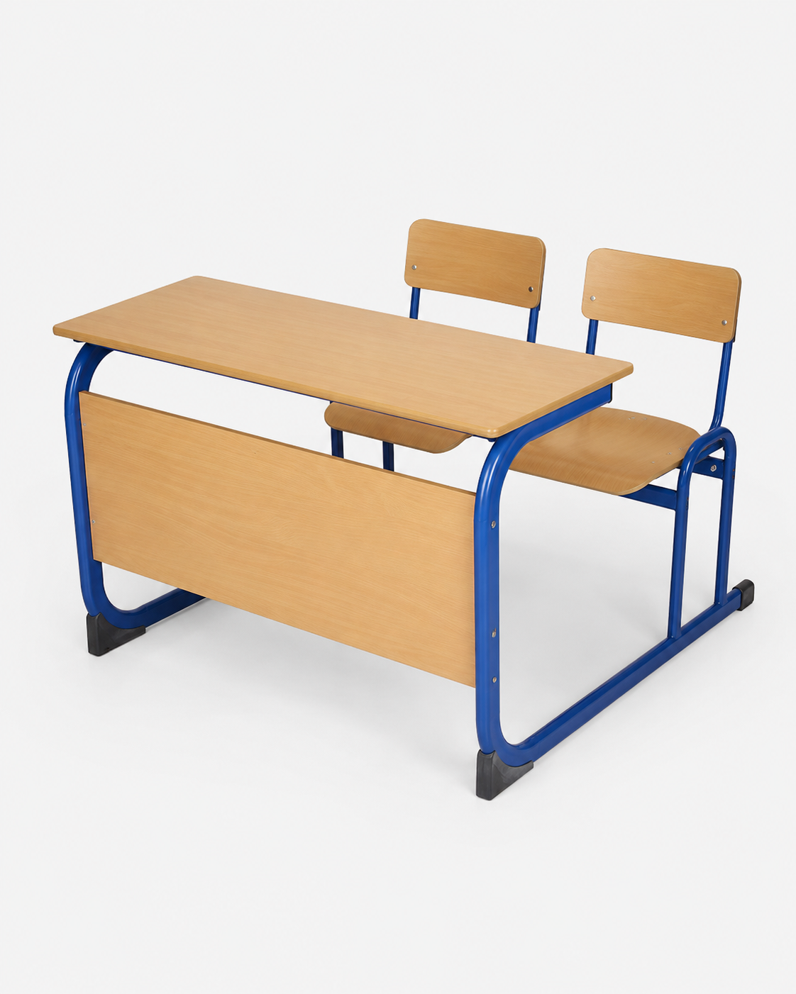 school double wooden desk - metal frame