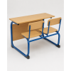 school double wooden desk - metal frame