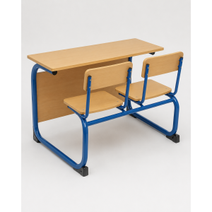 school double wooden desk - metal frame
