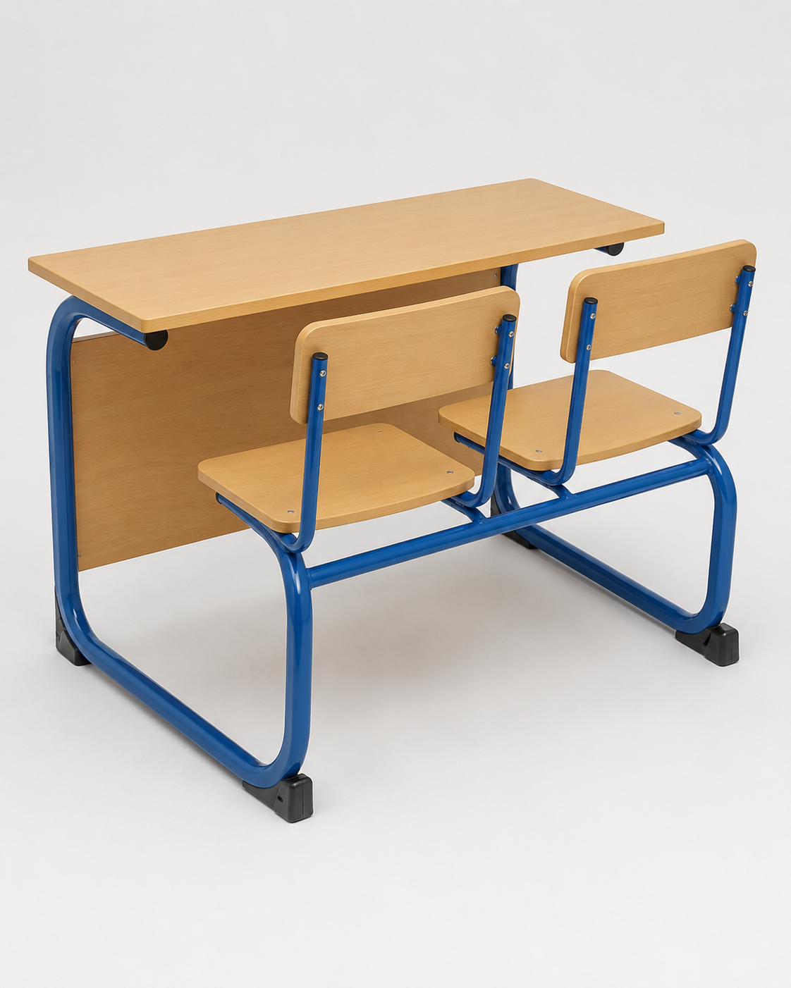 school double wooden desk - metal frame