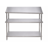 food preparation table with sloping shelf