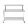 food preparation table with top shelf