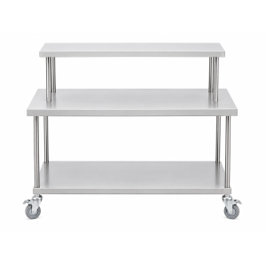 food preparation table with top shelf