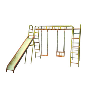 combination slide and swing with climbing frame