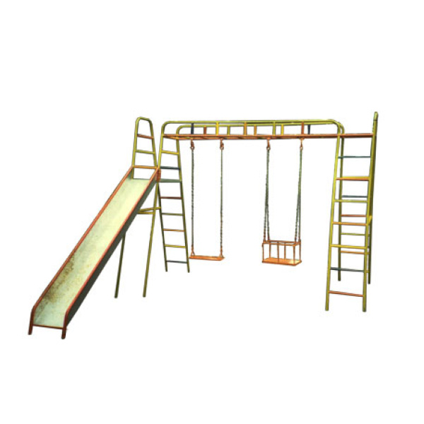 combination slide and swing with climbing frame