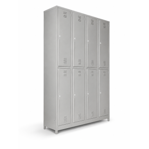 eight compartment gym locker grey, hanging rod, extra shelf, key lock-72x47x16