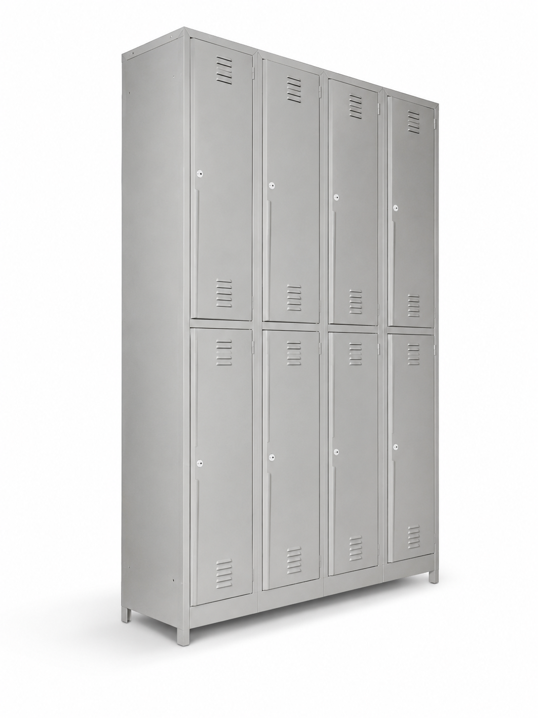 eight compartment gym locker grey, hanging rod, extra shelf, key lock-72x47x16