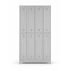 eight compartment gym locker grey, hanging rod, extra shelf, key lock-72x47x16