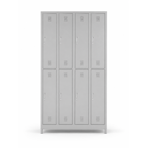 eight compartment gym locker grey, hanging rod, extra shelf, key lock-72x47x16