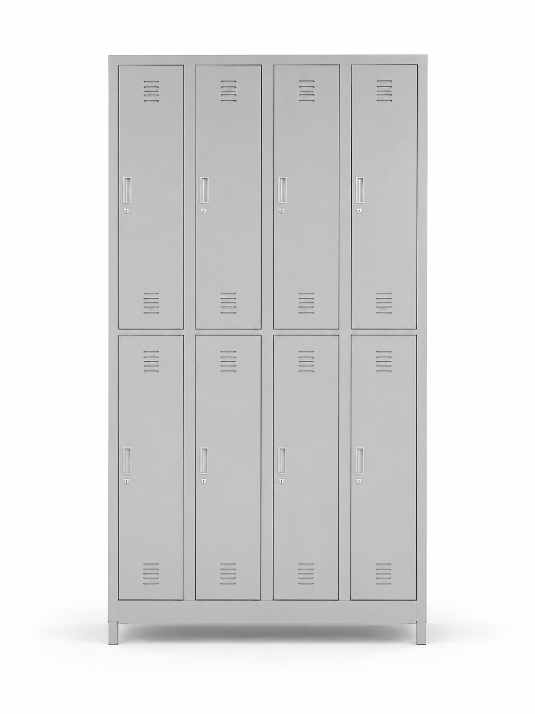 eight compartment gym locker grey, hanging rod, extra shelf, key lock-72x47x16