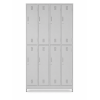 eight compartment gym locker grey, hanging rod,key lock-72x47x16