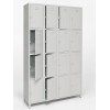 sixteen compartment  gym locker with key lock,grey-72x47x16