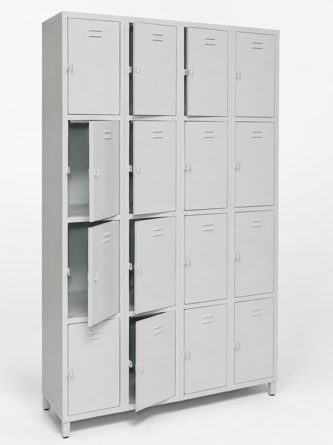 sixteen compartment gym locker with key lock,grey-72x47x16