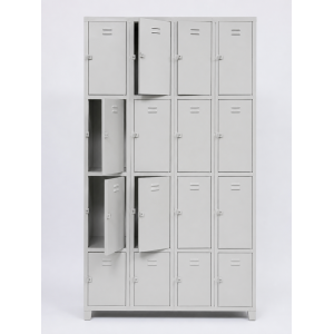 sixteen compartment  gym locker with key lock,grey-72x47x16