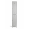 two compartment gym locker-grey with hanging rod with extra shelf