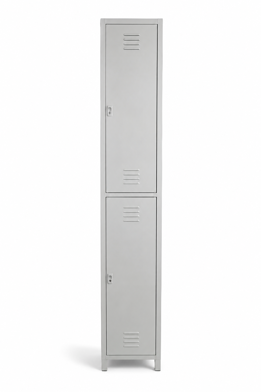 two compartment gym locker-grey with hanging rod with extra shelf