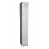 two compartment gym locker-grey with hanging rod with extra shelf