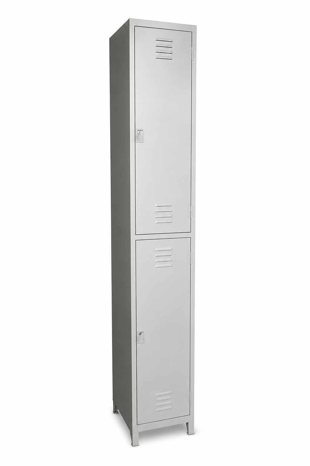 two compartment gym locker-grey with hanging rod with extra shelf