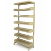 single entry with 4 shelves per side, 12” shelves-''60x36x12”