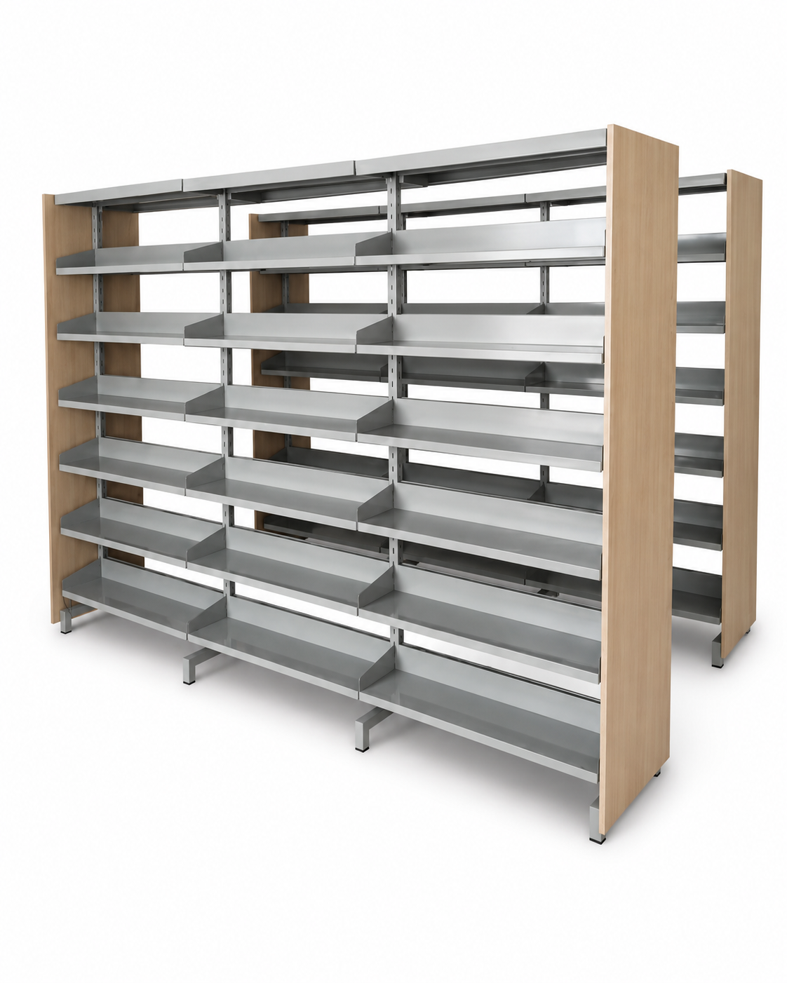 library shelving with mdf end panels