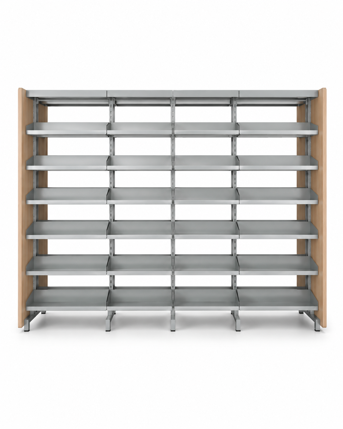 library shelving with mdf end panels